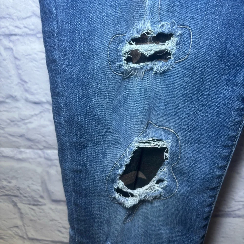 Judy Blue Jeans Womens 7/28 Blue Denim Skinny Distressed Leopard Stretch Pants
